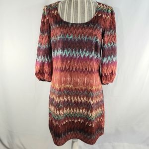 Lily Rose Southwestern Open Bow Back Shift Dress Size Medium